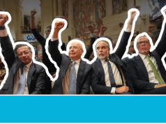 Congreso en tensión: elección de nuevas mesas directivas y gritos de reelección marcan el 20 de julio En el gesto estuvieron el ministro del Interior, Armando Benedetti, el jefe de gabinete, Alfredo Saade, y el ministro de Justicia, Eduardo Montealegre.